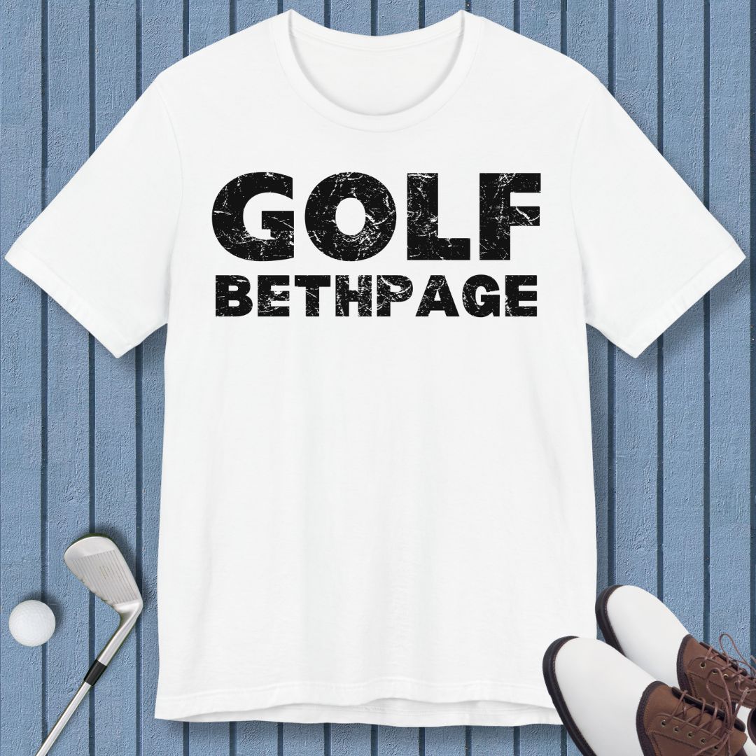 Golf Bethpage - T-shirt in White, great for casual wear. Find more fun golf focused products at oneforetheages.com