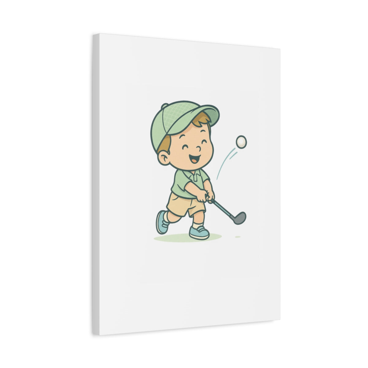 Happy Boy Golfer - Canvas Wall Art - White - 18×24 - front