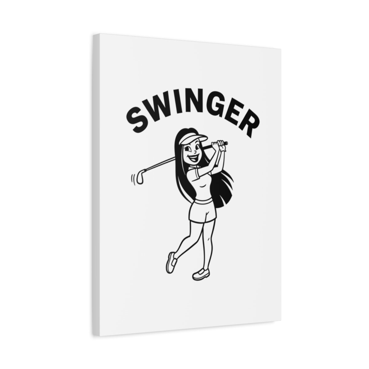 Retro Swinger Women's Golf T-Shirt - Canvas Wall Art - White - 18×24 - front