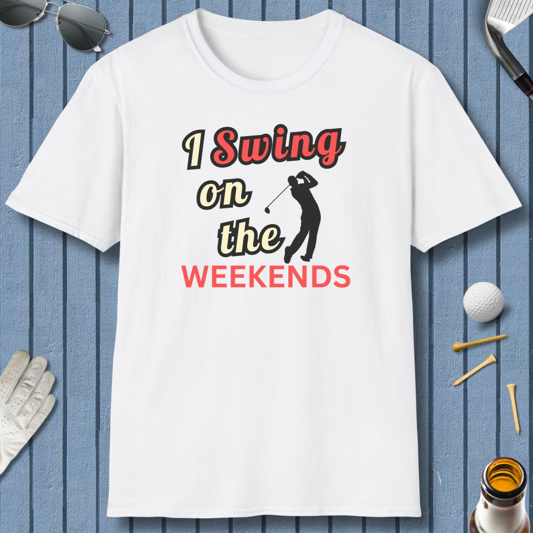 I Swing on the Weekends - Adult Golf T-Shirt in White