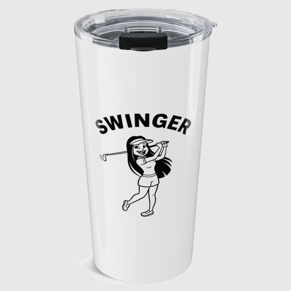 Retro Swinger Women's Golf T-Shirt - 20oz Tumbler in White