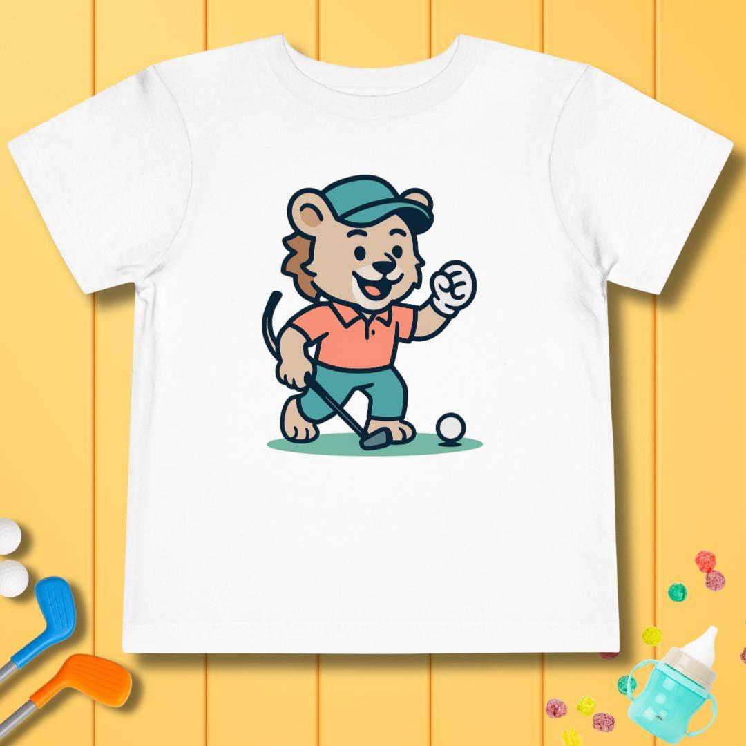 Fist Pumping Lion in White, great for casual wear. Find more fun golf focused products at oneforetheages.com