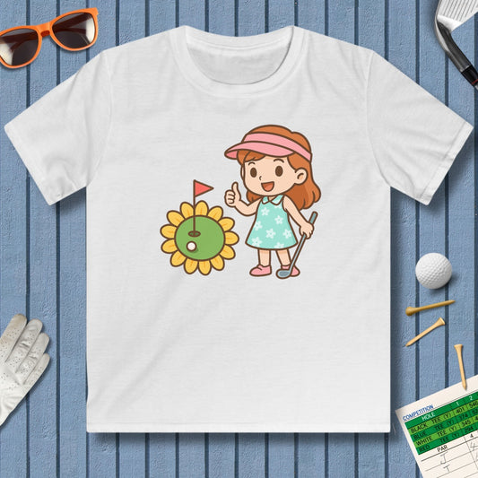 Sunflower Green - Youth Golf T-Shirt in White