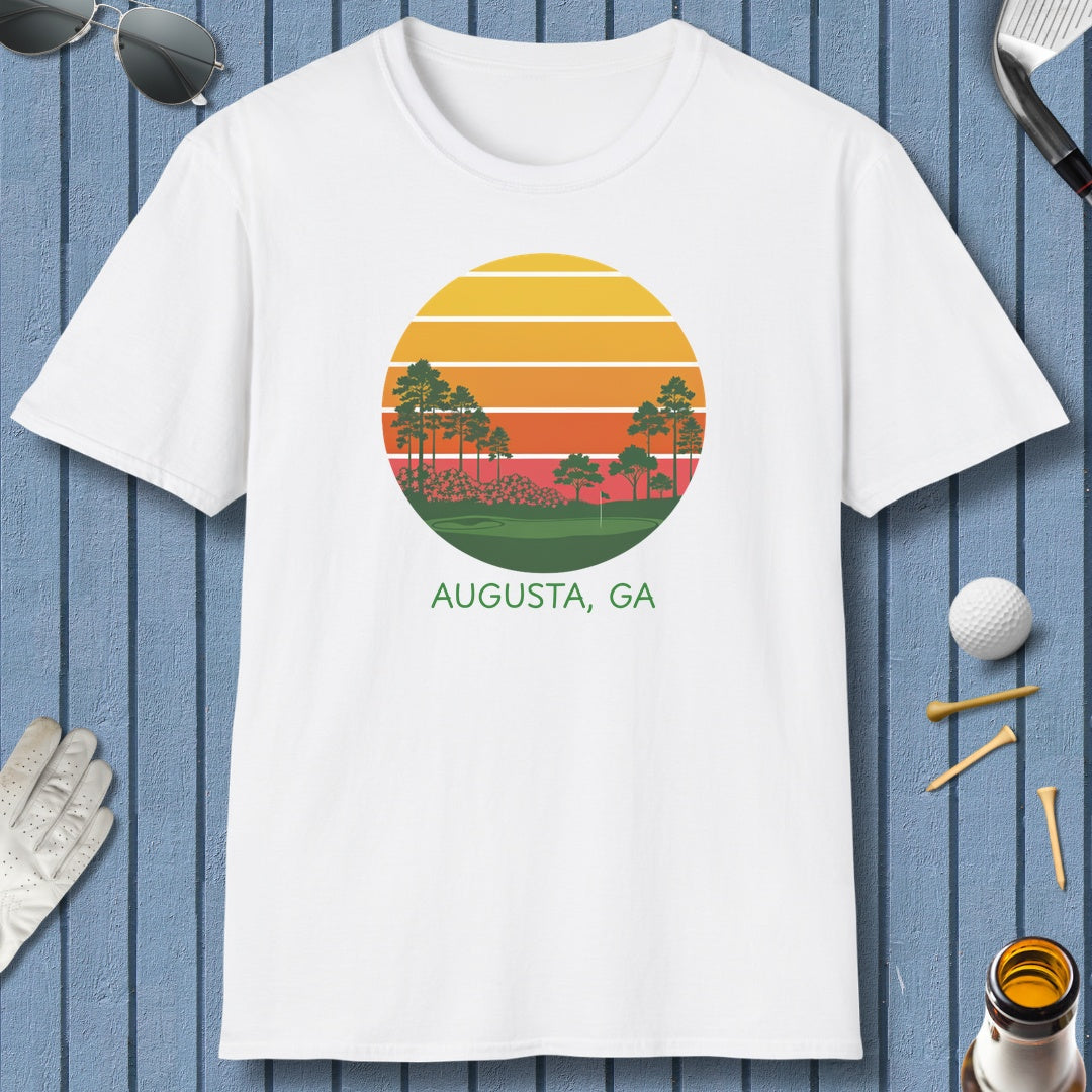 Retro Sunset - Augusta - Adult Golf T-Shirt in White
