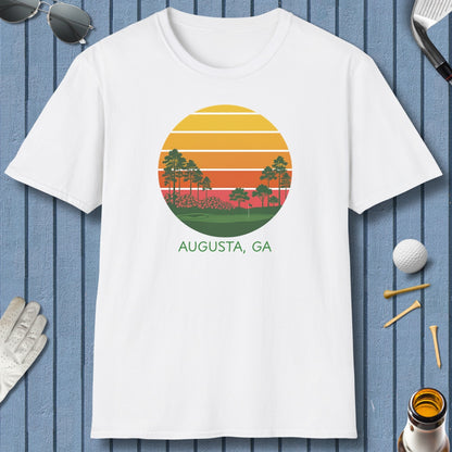 Retro Sunset - Augusta - Adult Golf T-Shirt in White