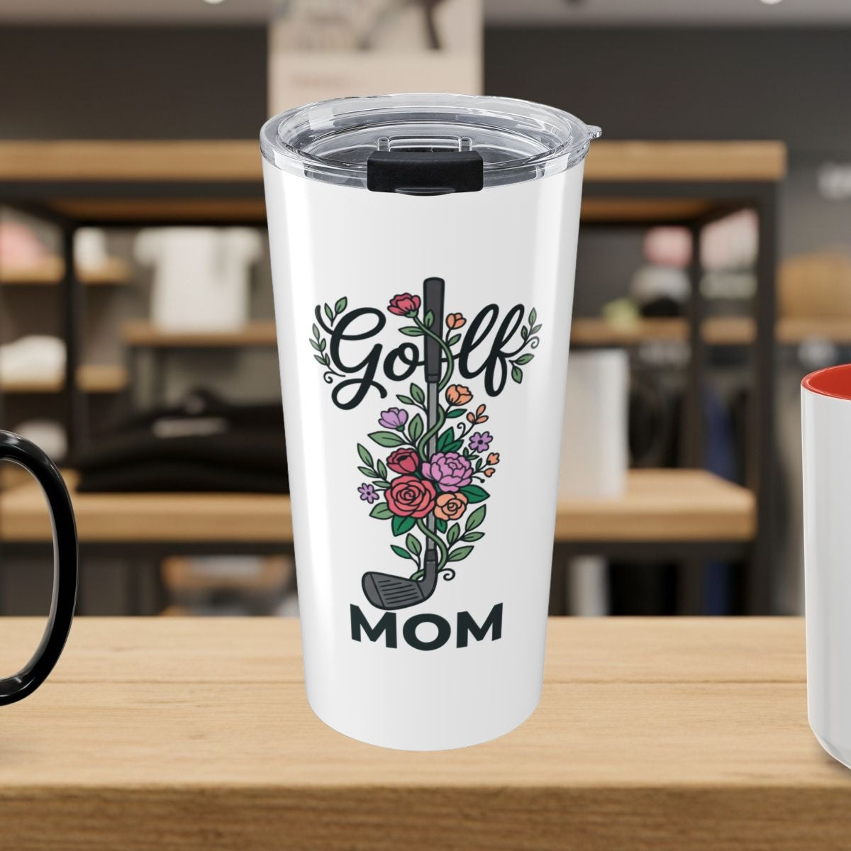 Golf Mom - Floral - 20oz Tumbler in White