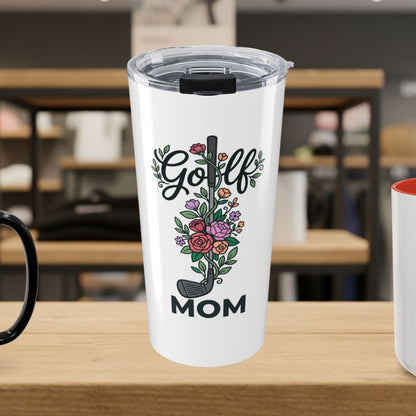 Golf Mom - Floral - 20oz Tumbler in White