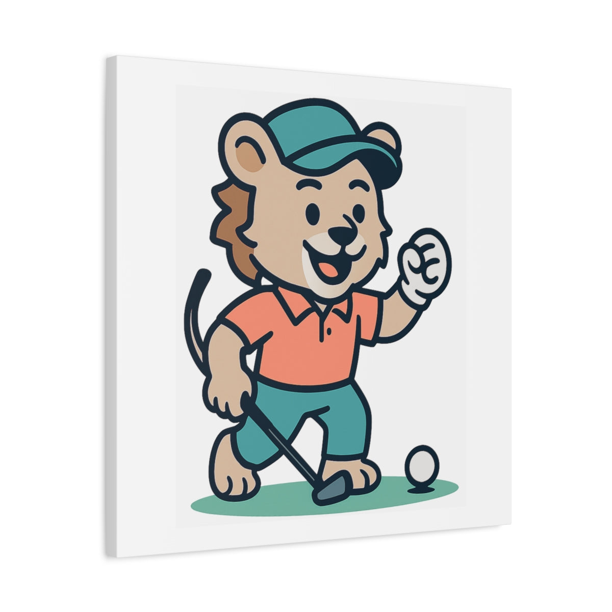 Fist Pumping Lion - Canvas Wall Art - White - 24×24 - front