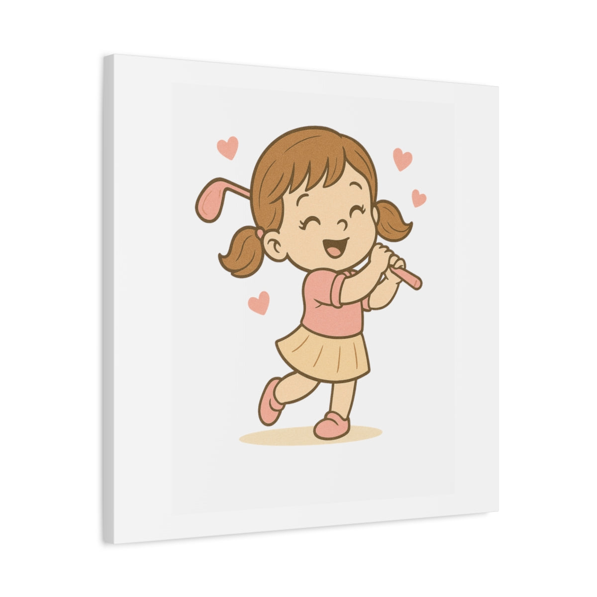 Happy Golfer Girl - Canvas Wall Art - White - 24×24 - front