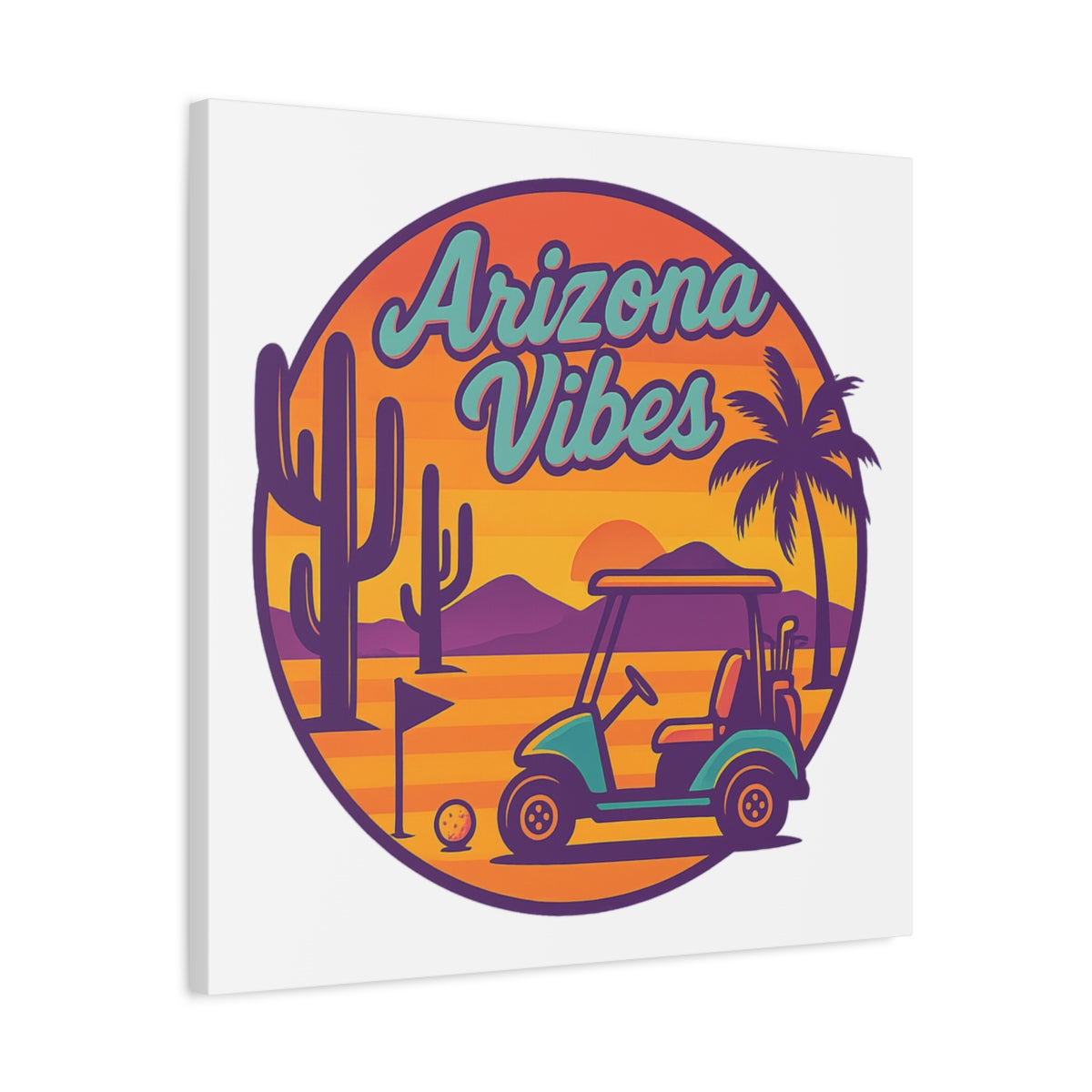 Golf Vibes - Arizona - Desert Edition Golf Destination - Canvas Wall Art - White - 24×24 - front