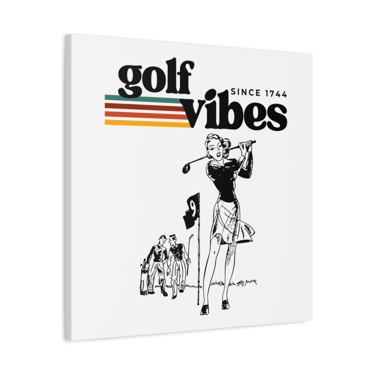 Golf Vibes Retro - Canvas Wall Art - White - 24×24 - front
