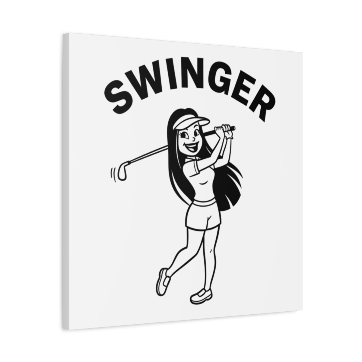 Retro Swinger Women's Golf T-Shirt - Canvas Wall Art - White - 24×24 - front