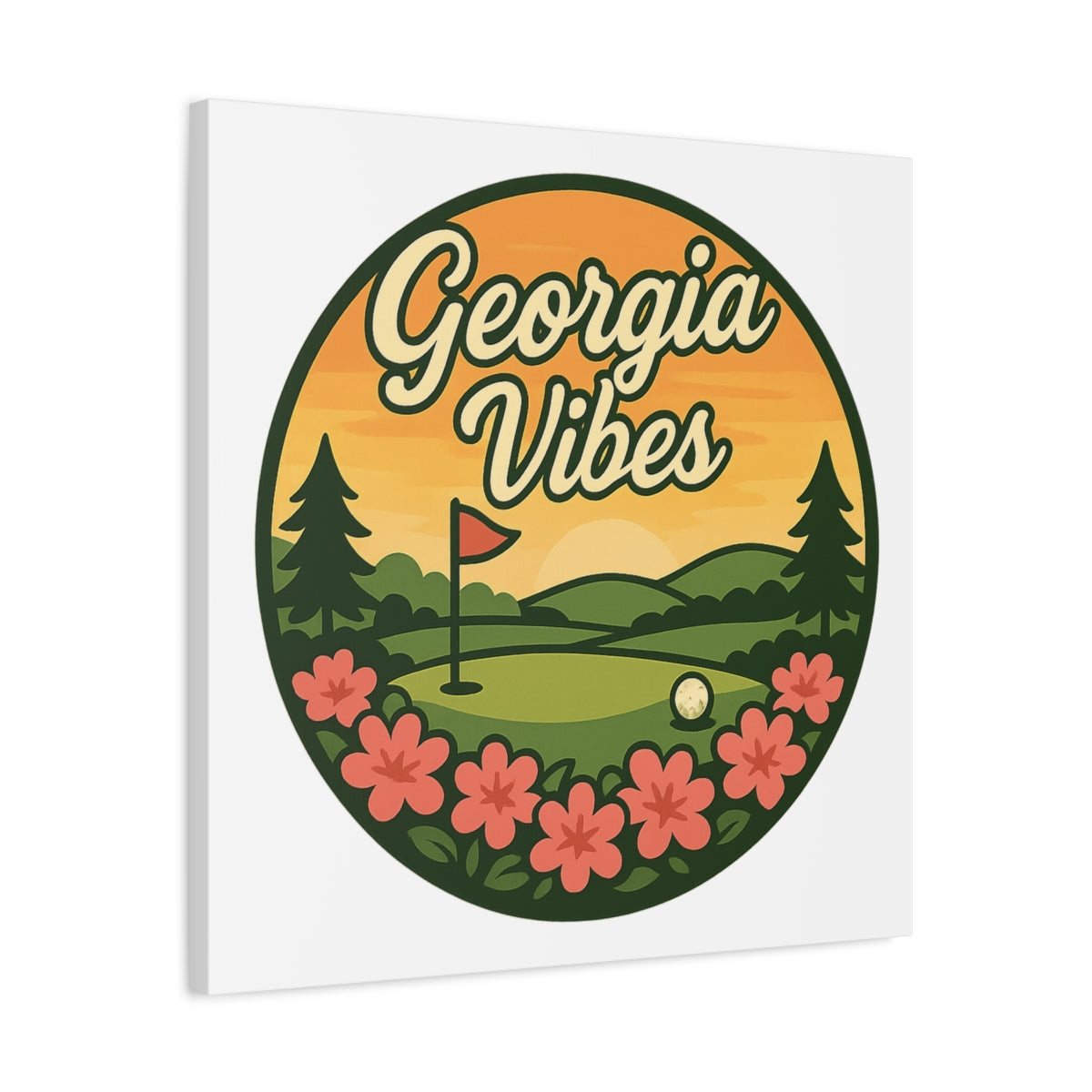 Golf Vibes - Georgia Azalea Edition - Canvas Wall Art - White - 24×24 - front