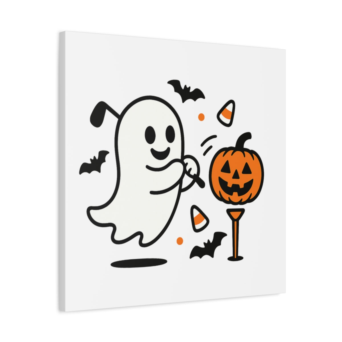 Ghost Tee Off - Canvas Wall Art - White - 24×24 - front