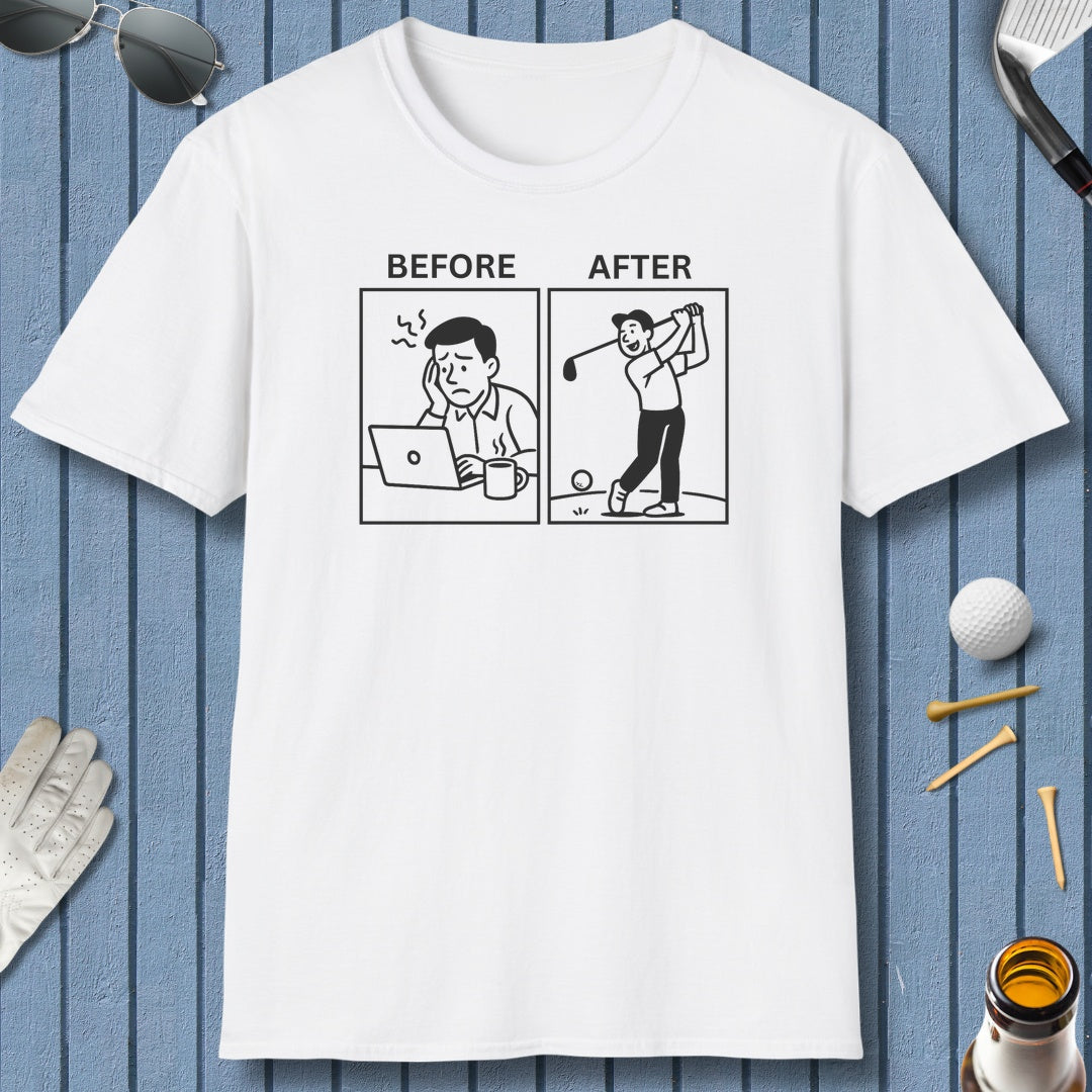 Before & After - Adult Golf T-Shirt in White