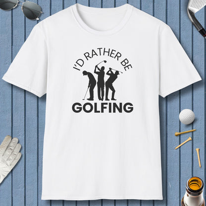 I'd Rather Be Golfing - Adult Golf T-Shirt in White