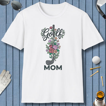 Golf Mom - Floral - Adult Golf T-Shirt in White
