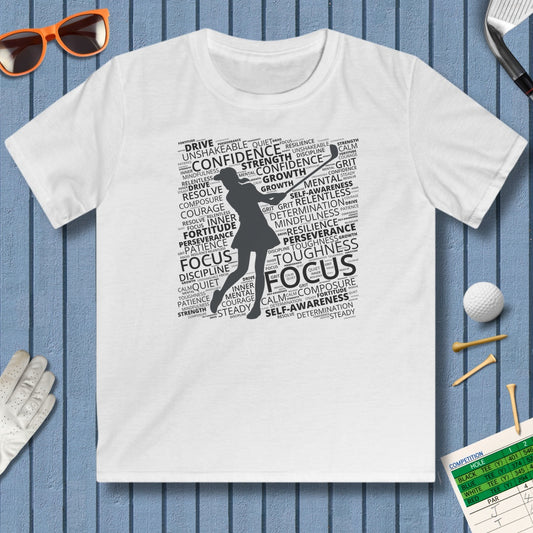 Unleash Your Mental Game (Female) - Youth Golf T-Shirt in White