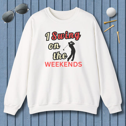 I Swing on the Weekends - Adult Golf Sweatshirt in White