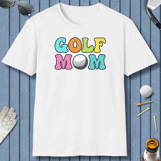 BUBBLY GOLF MOM, Polka Dot Pop - Adult Golf T-Shirt in White