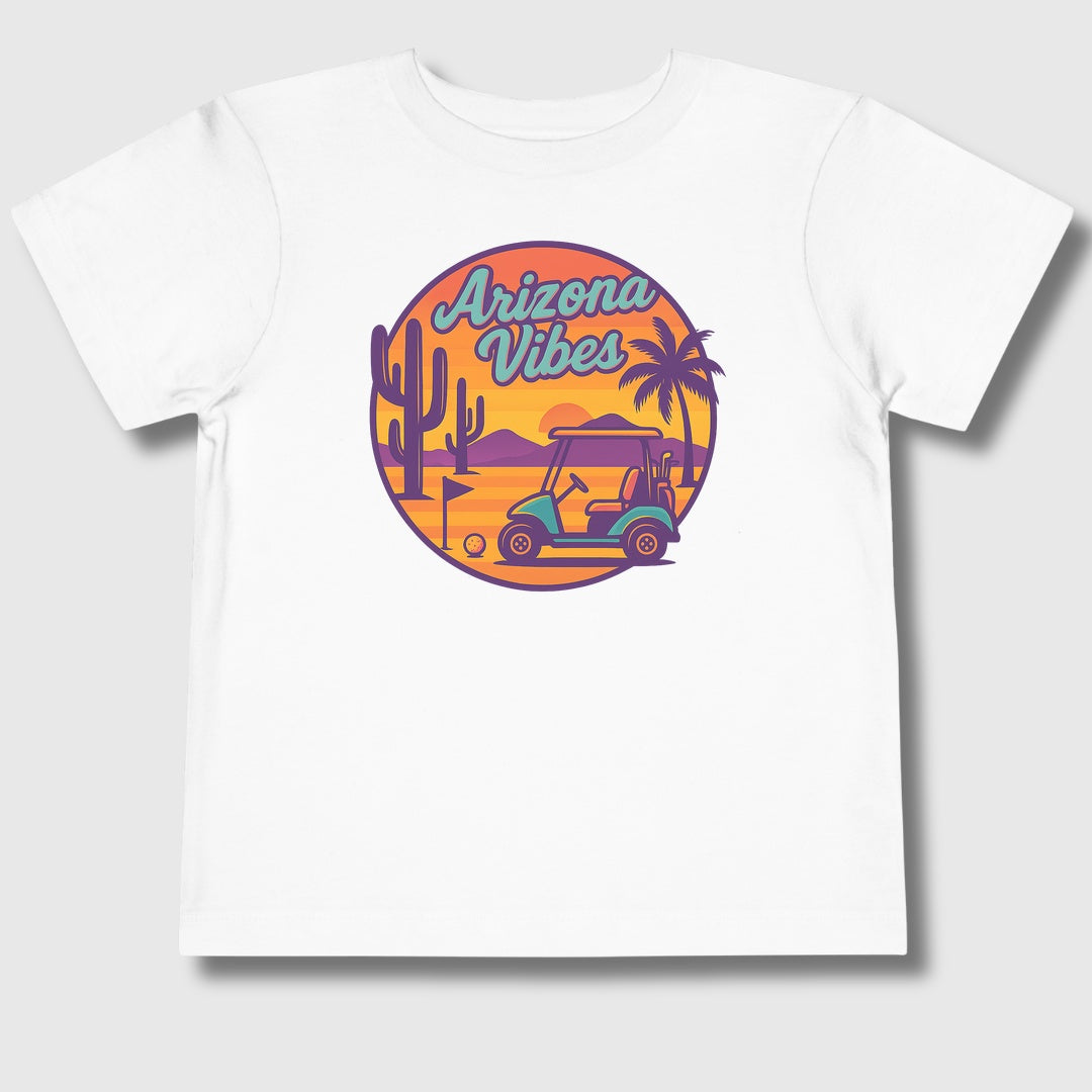 Golf Vibes - Arizona - Desert Edition Golf Destination - Toddler Golf T-Shirt in White