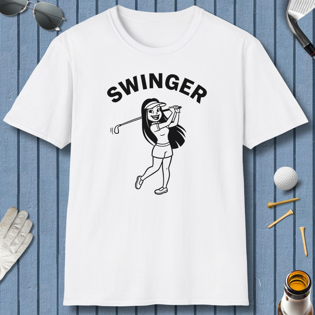 Retro Swinger Women's - Adult Golf T-Shirt in White
