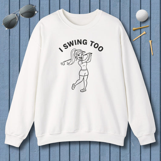 Retro I SWING TOO  - Adult Golf Sweatshirt in White