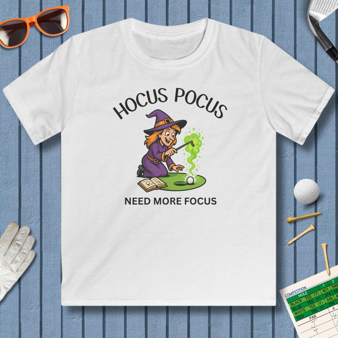 Hocus Pocus, Need More Focus - Youth Golf T-Shirt in White