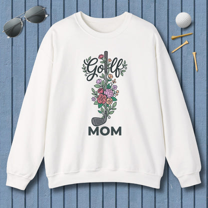 Golf Mom - Floral - Adult Golf Sweatshirt in White