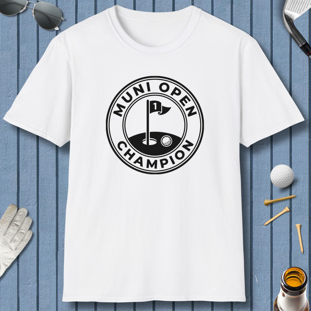 MUNI OPEN CHAMPION - MUNICIPAL GOLF COURSE T-SHIRT in White