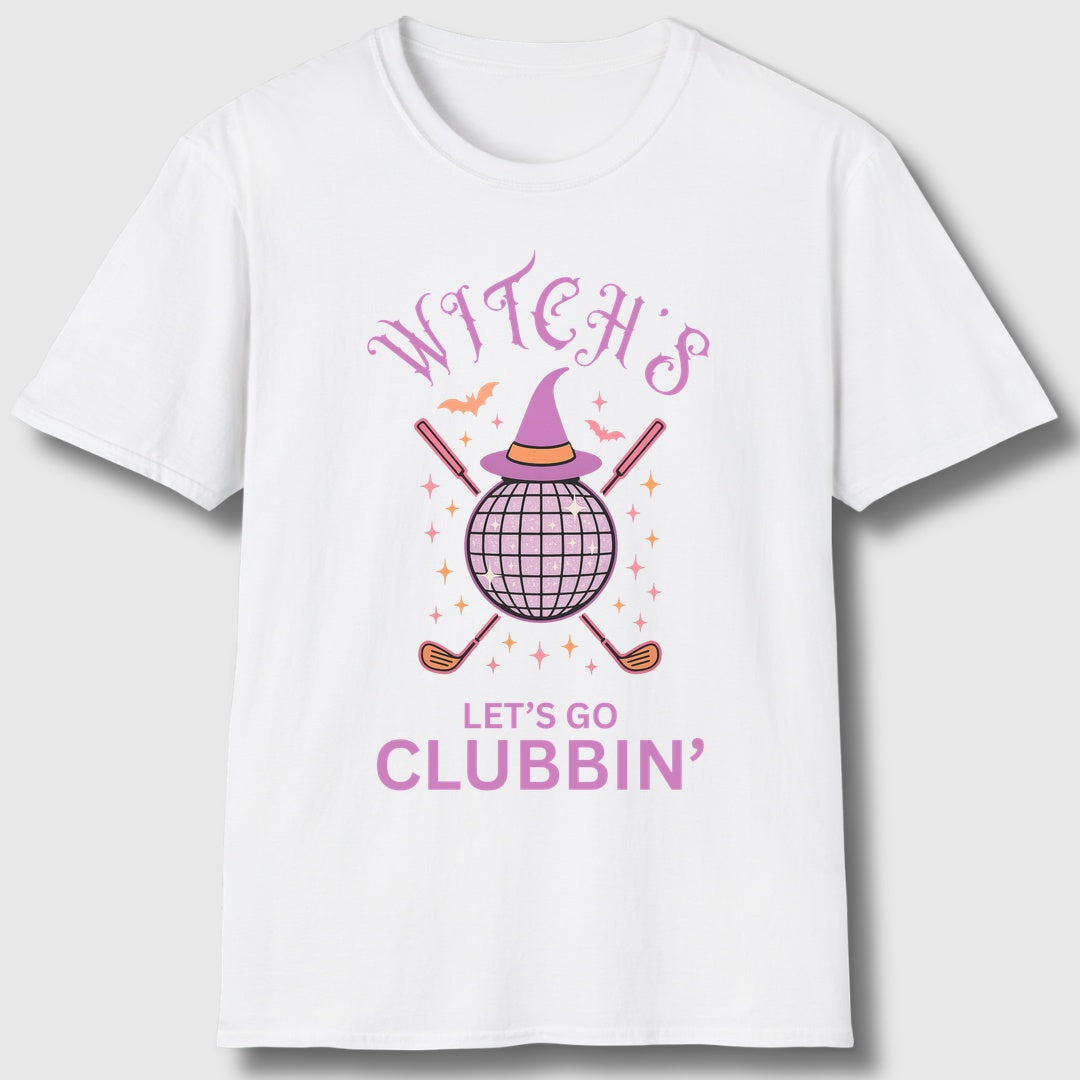 Witches, Let's Go Clubbin'! - Adult Golf T-Shirt in White