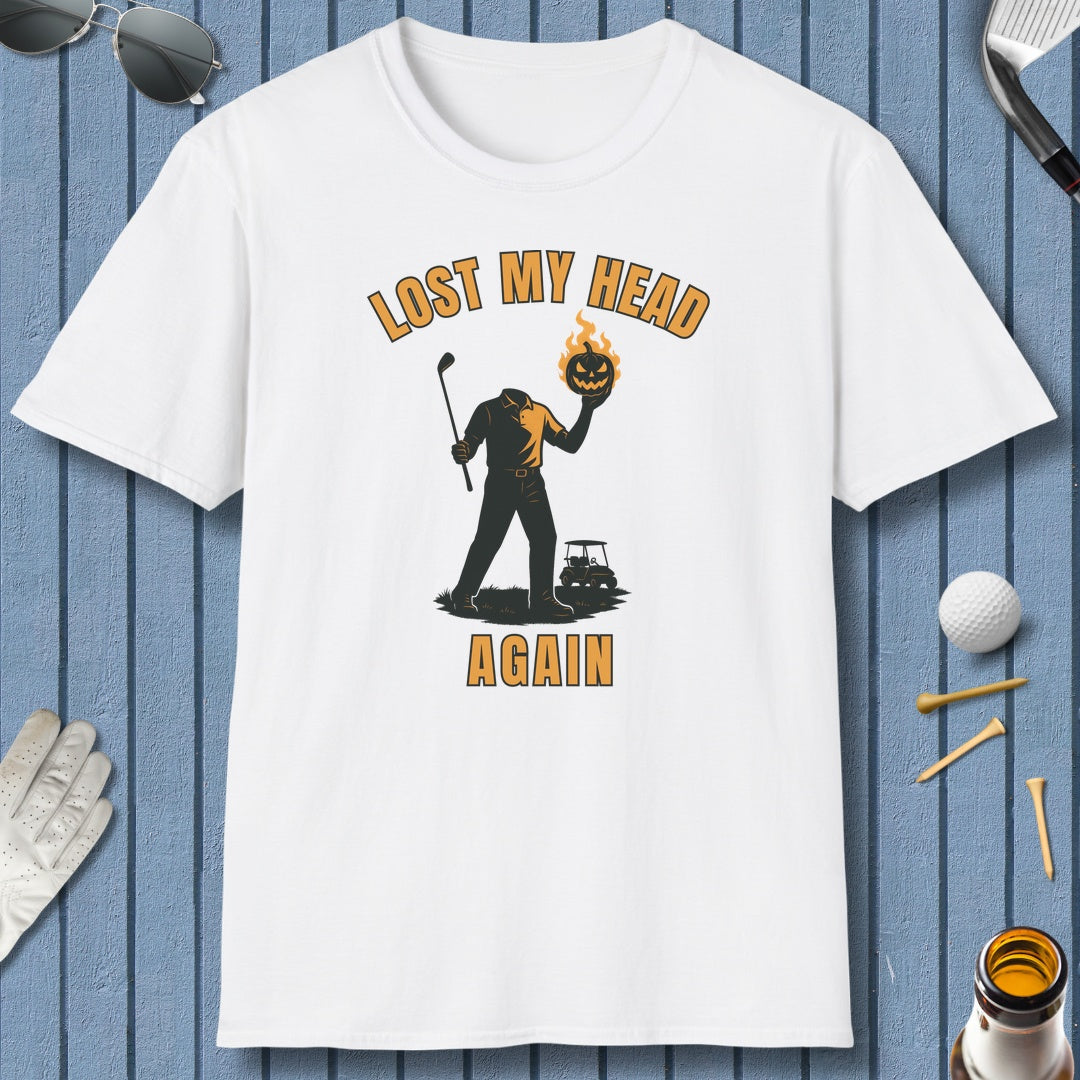 Lost My Head, Again - Adult Golf T-Shirt in White