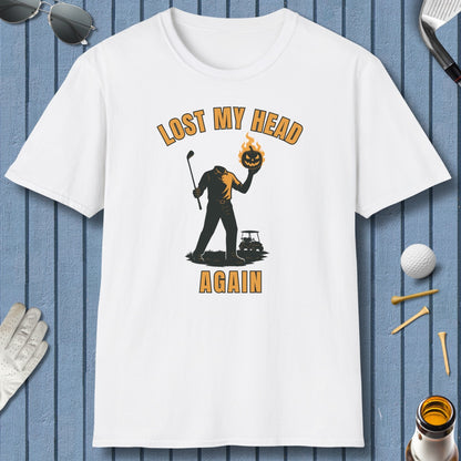 Lost My Head, Again - Adult Golf T-Shirt in White