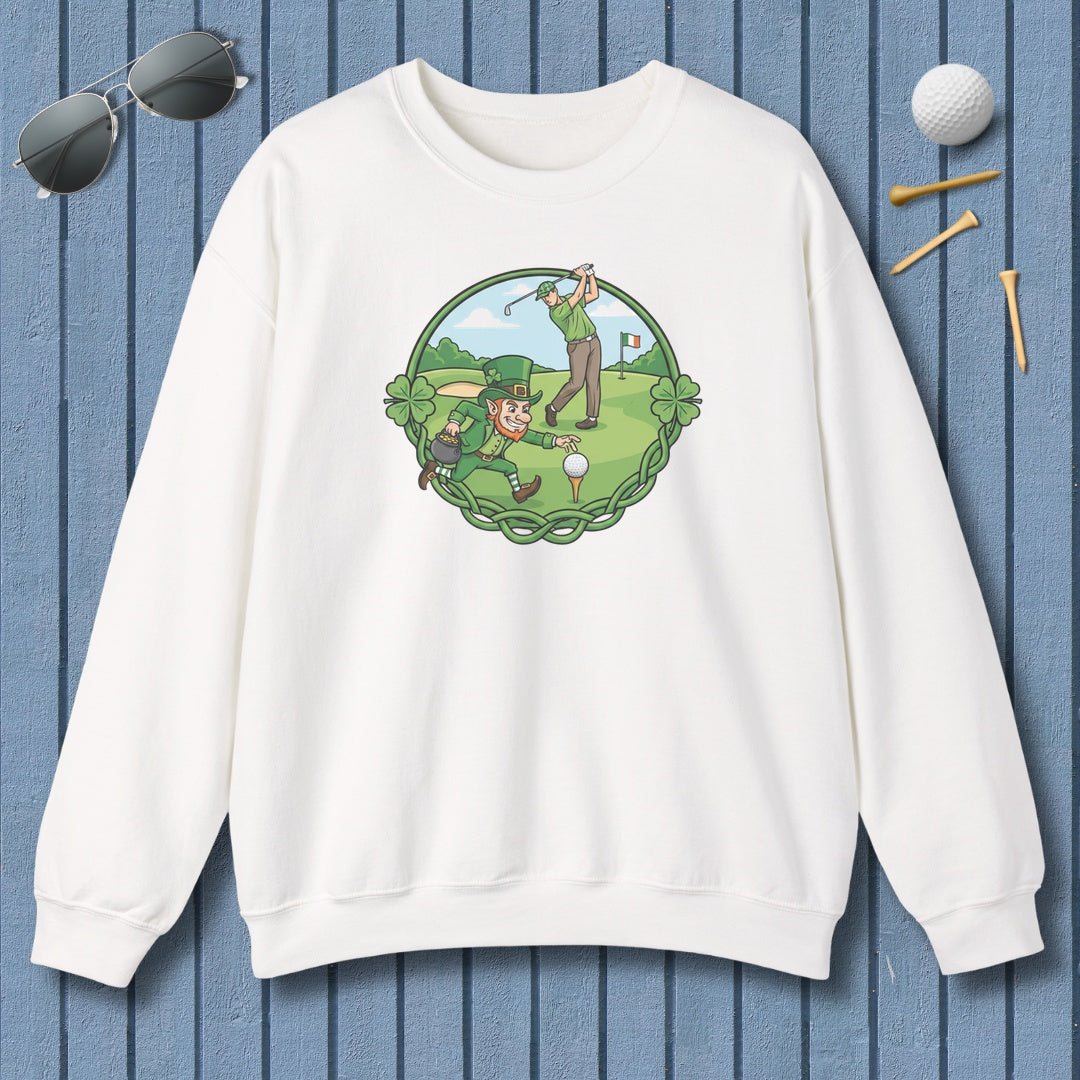 The Leprechaun Stole My Ball! - Adult Golf Sweatshirt in White