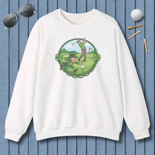 The Leprechaun Stole My Ball! - Adult Golf Sweatshirt in White