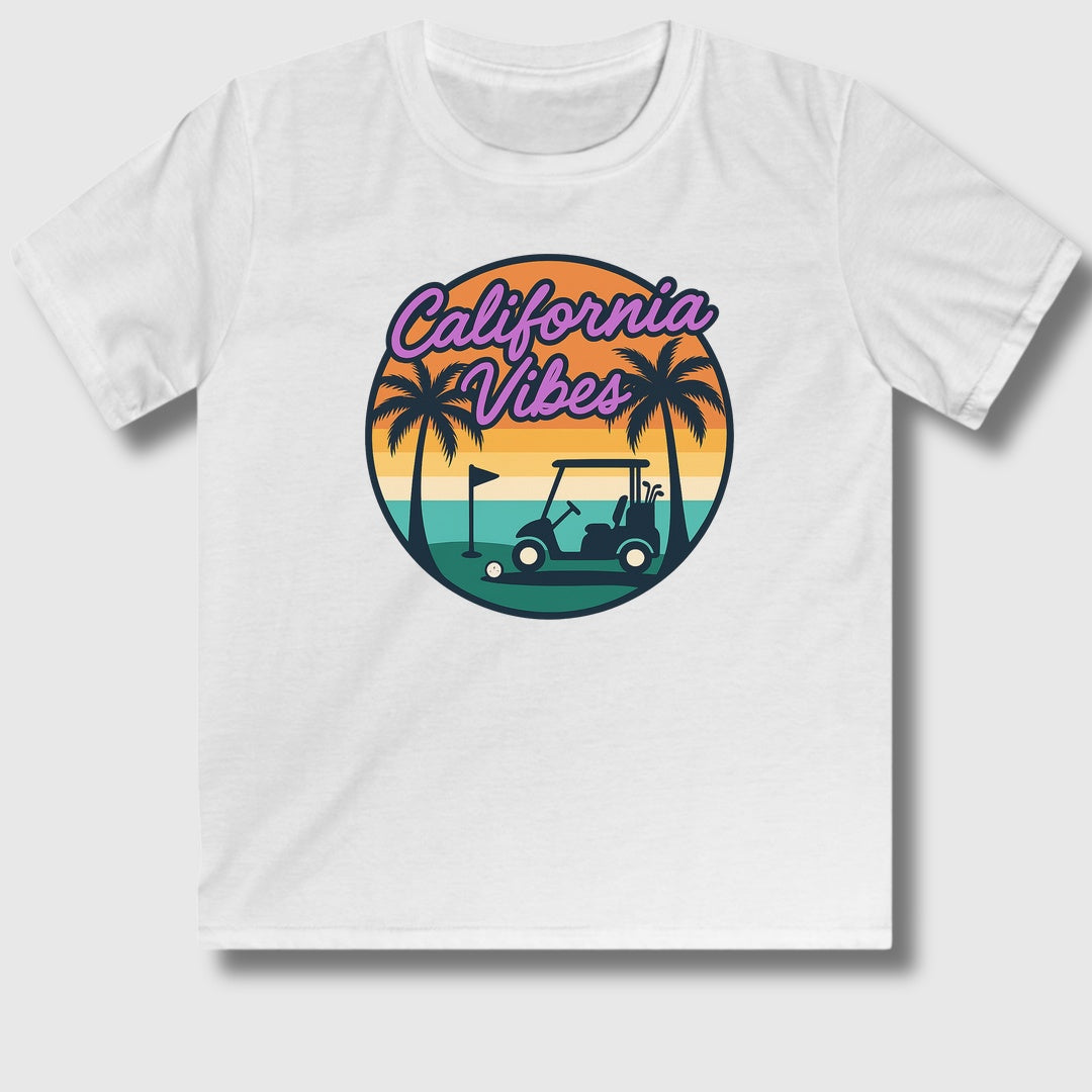 Golf Vibes - California Coast Edition - Youth Golf T-Shirt in White