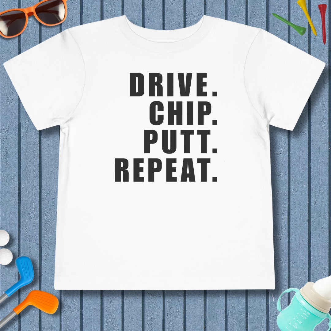 DRIVE CHIP PUTT REPEAT - Toddler Golf T-Shirt in White