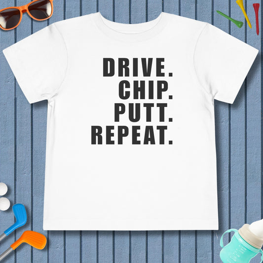 DRIVE CHIP PUTT REPEAT - Toddler Golf T-Shirt in White