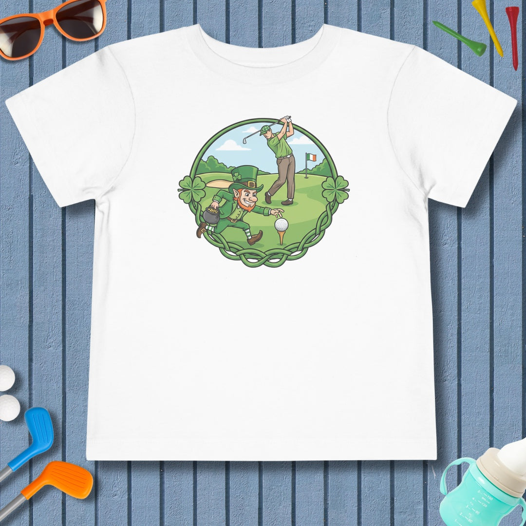 The Leprechaun Stole My Ball! - Toddler Golf T-Shirt in White
