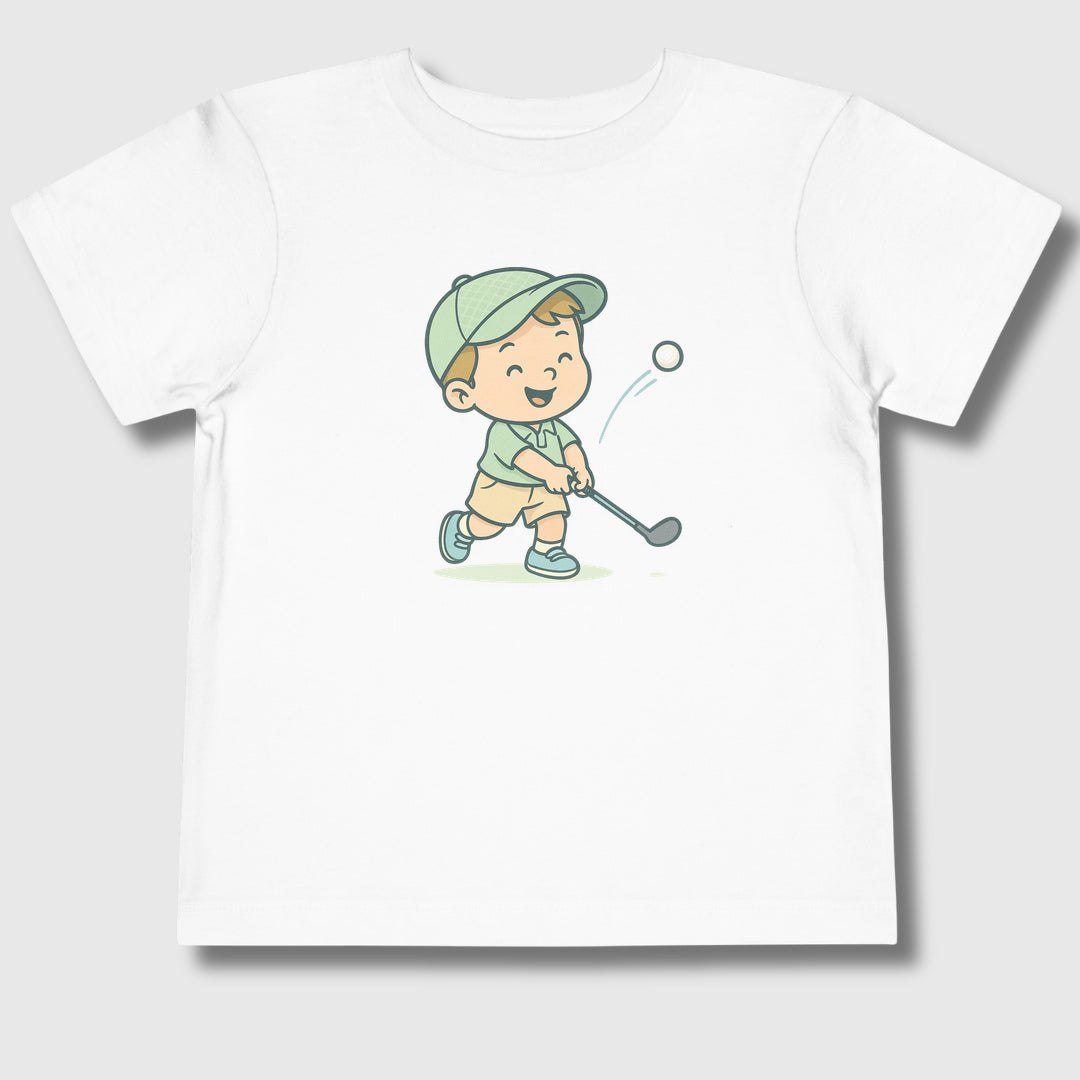 Happy Boy Golfer - Toddler Golf T-Shirt in White