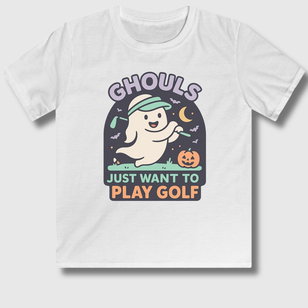 Ghouls Just Wanna Play Golf - Youth Golf T-Shirt in White