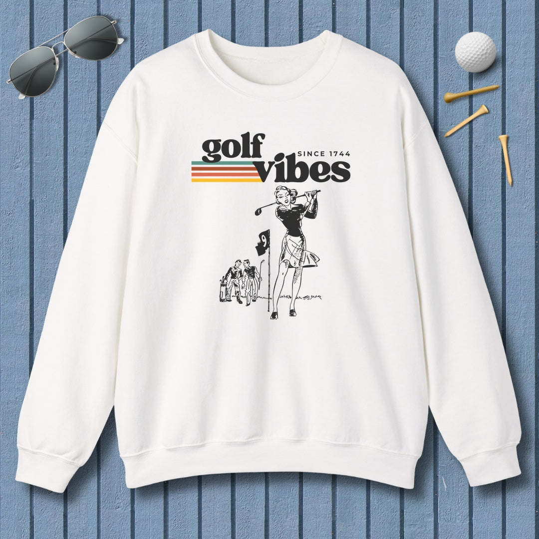 Golf Vibes Retro - Adult Golf Sweatshirt in White