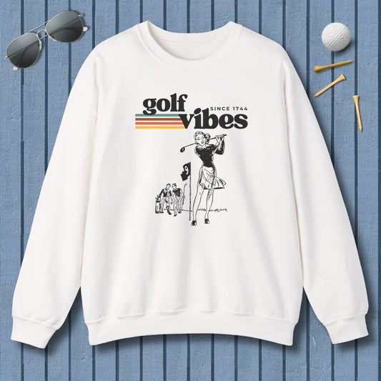 Golf Vibes Retro - Adult Golf Sweatshirt in White