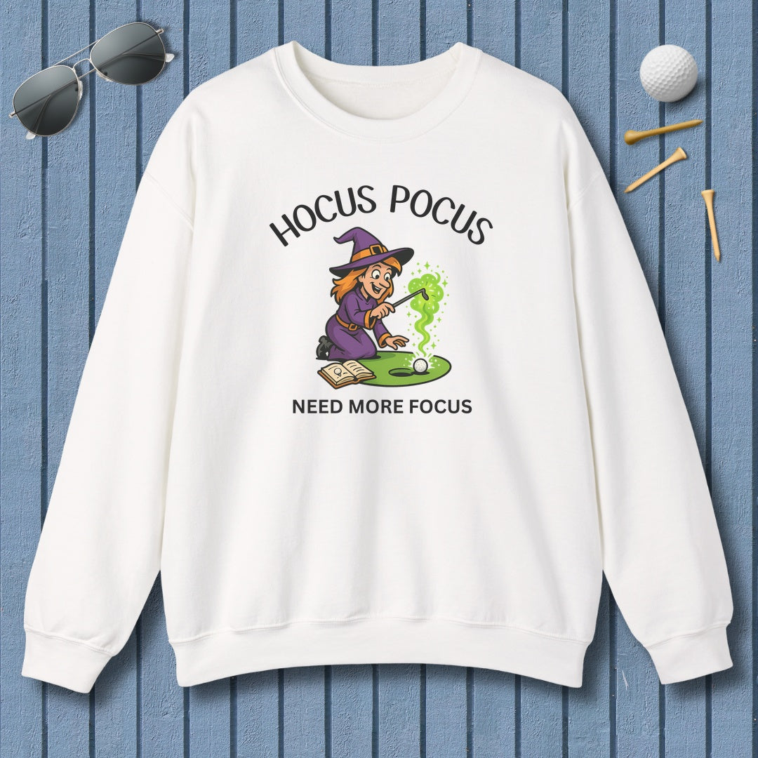 Hocus Pocus, Need More Focus - Adult Golf Sweatshirt in White