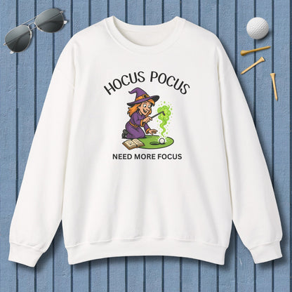 Hocus Pocus, Need More Focus - Adult Golf Sweatshirt in White