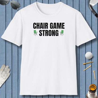 Chair Game Strong - Adult Golf T-Shirt in White