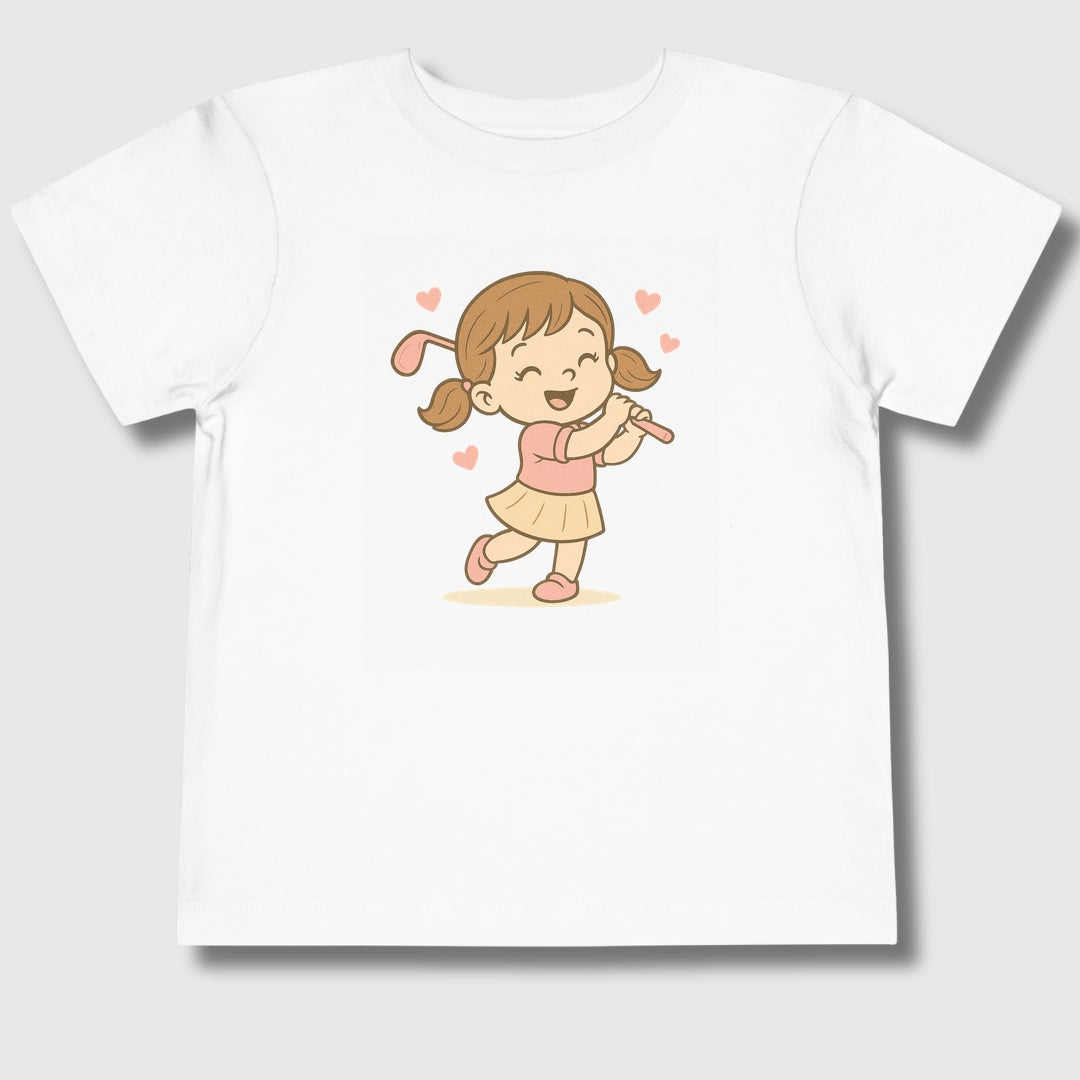 Happy Golfer Girl - Toddler Golf T-Shirt in White