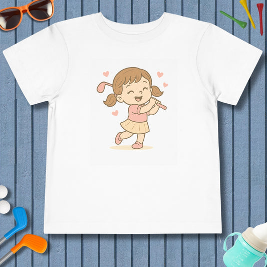 Happy Golfer Girl - Toddler Golf T-Shirt in White