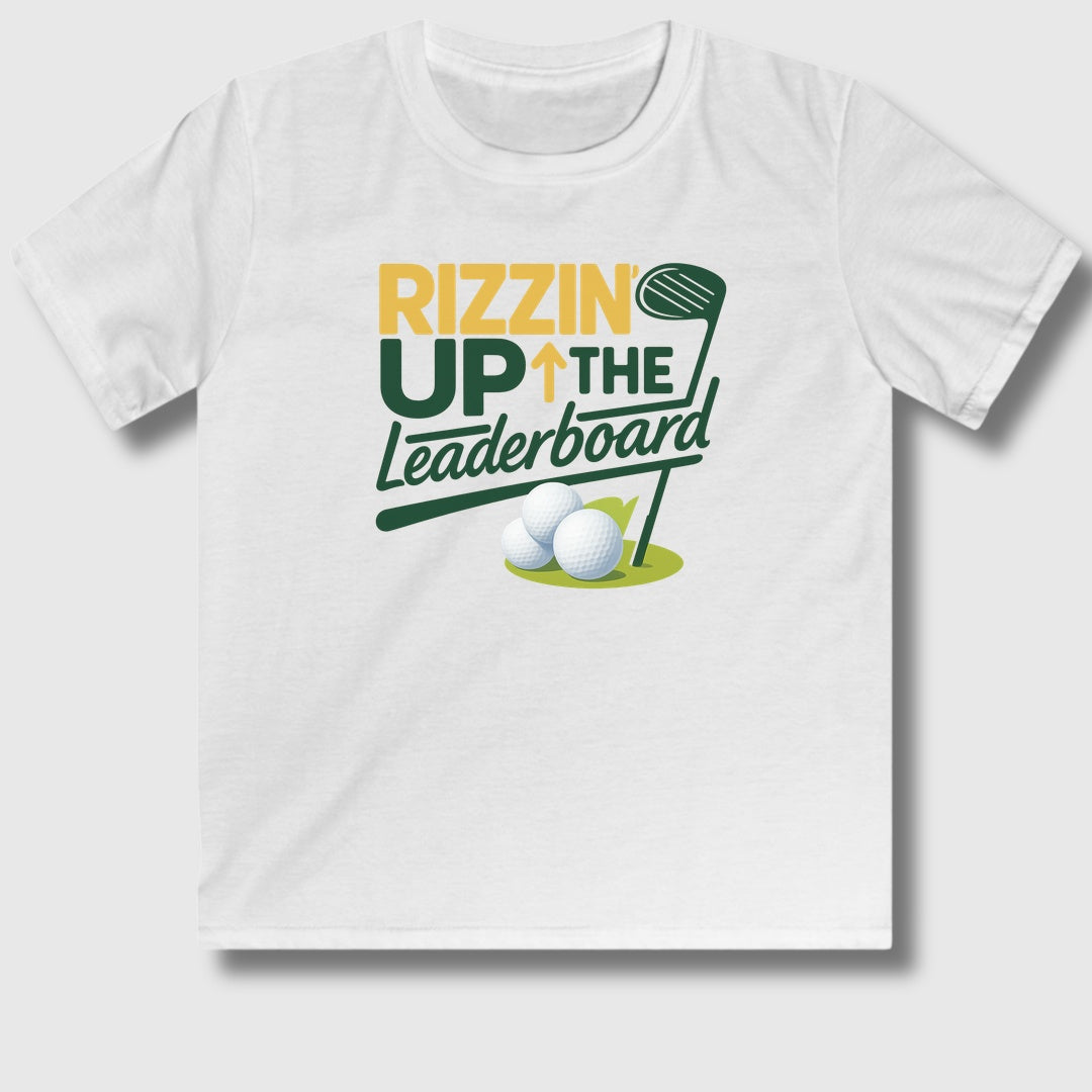 Rizzin' Up The Leaderboard - Youth Golf T-Shirt in White