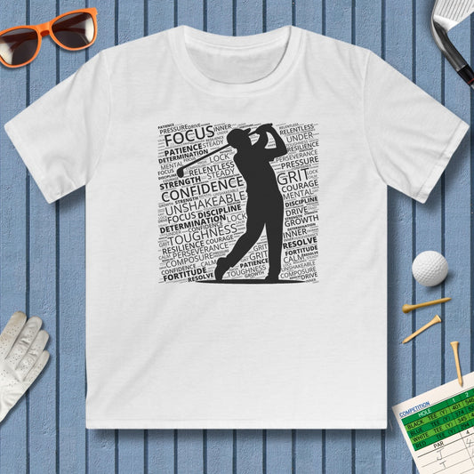 Unleash Your Mental Game (Male) - Youth Golf T-Shirt in White